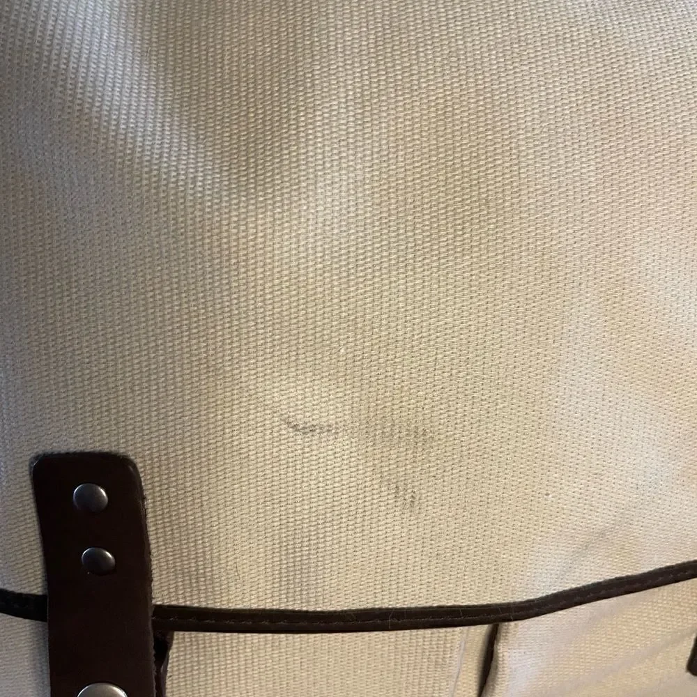 Unisex Banana Republic large messenger bag taupe canvas & Brown leather trims